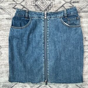 Avec Les Filles Womens Ladies Blue Denim Zip Front Jean Skirt Size 27